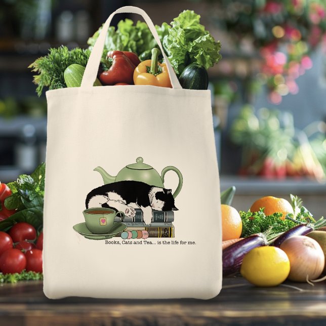 Bolsa Tote Livros Gatos Chá Cute (Criador carregado)