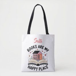 Bolsa Tote Livros São Meu Lugar Feliz Personalizado