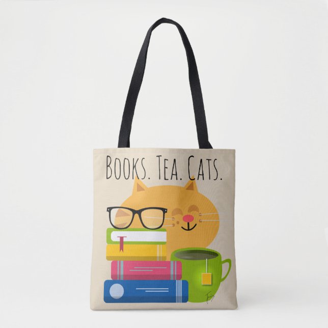 Bolsa Tote Livros.Tea.Gatos. A vida é pura! (Frente)
