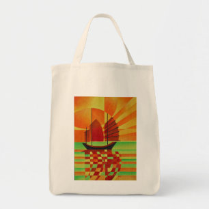 Bolsa Tote Lixo no Mar de Abstrato Verde Cubista