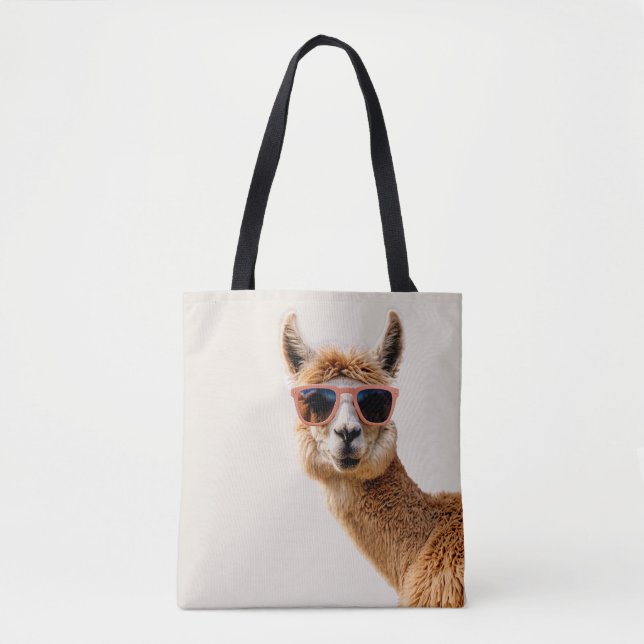 Bolsa Tote Llama Bonito Com Óculos De Sol (Frente)