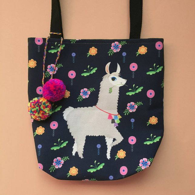 Bolsa Tote Llama com Flores (Criador carregado)