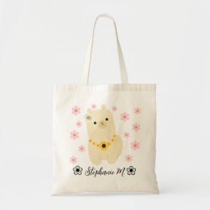 Bolsa Tote Llama Cute Baby w/ Yellow and Pink Flowers