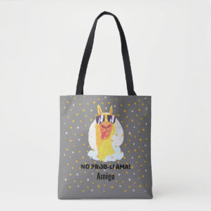 Bolsa Tote Llama Divertido Fofo Sem Problemas com Estrelas
