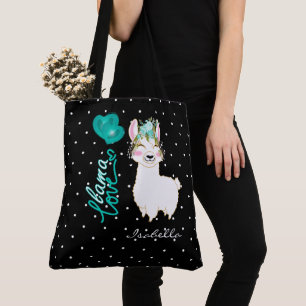 Bolsa Tote Llama Love - Teal