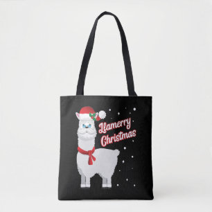 Bolsa Tote Llamerry Felry Christmas Llama Santa Claus