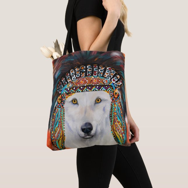 Bolsa Tote Lobo Branco (Close Up)