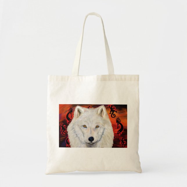 Bolsa Tote Lobo Branco Kokopelli (Frente)