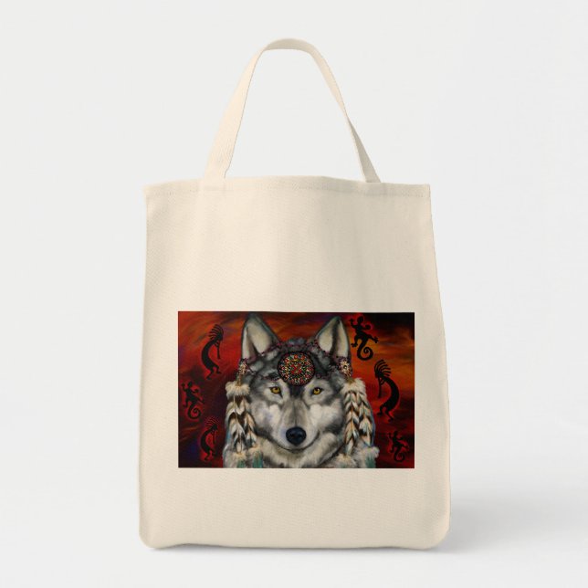 Bolsa Tote Lobo Cinzento (Frente)