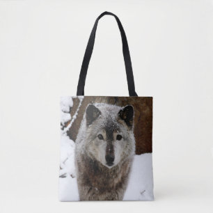 Bolsa Tote Lobo cinzento na neve