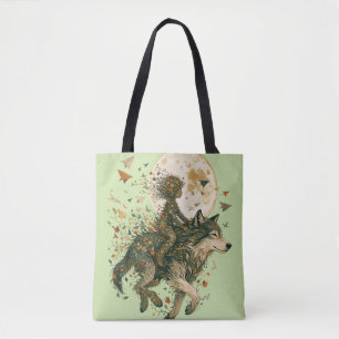 Bolsa Tote Lobo da Floresta enluarada