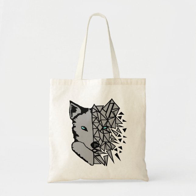Bolsa Tote Lobo das Cinzas Geométricas (Frente)