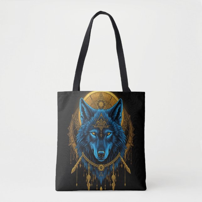 Bolsa Tote Lobo dourado (Frente)