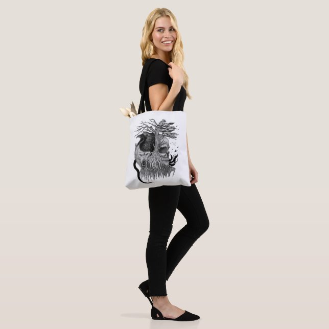 Bolsa Tote Lobo e Raven com crânio (No(a) Modelo)