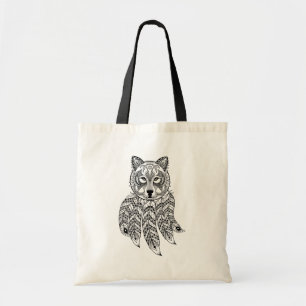 Bolsa Tote Lobo inspirado com Dreamcatcher