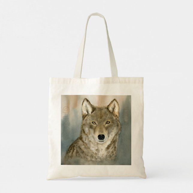 Bolsa Tote Lobo na Névoa Aquarela (Verso)