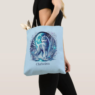 Bolsa Tote Lobo sazonal de inverno fofo