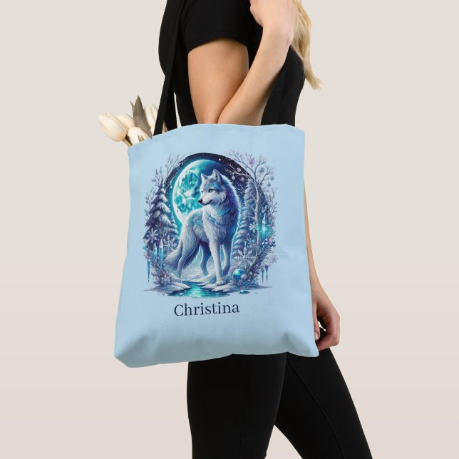 Bolsa Tote Lobo sazonal de inverno fofo (Close Up)