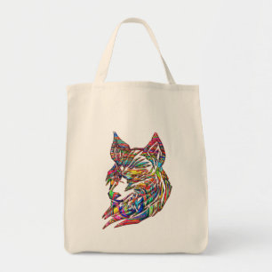 Bolsa Tote Lobo tribal abstrato