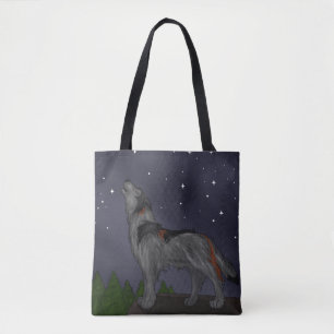 Bolsa Tote Lobo Uivando (Cinza)