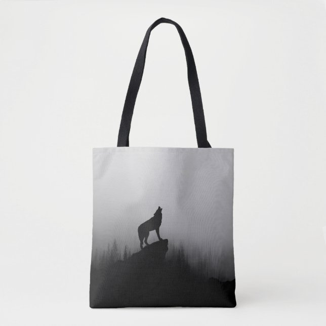 Bolsa Tote Lobo uivando na lua (Frente)