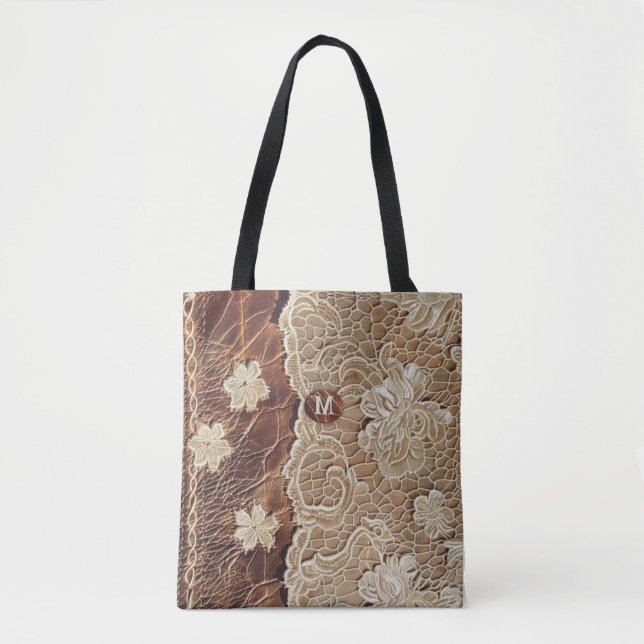 Bolsa Tote Local inicial do couro do país ocidental (Frente)