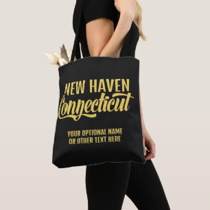 Bolsa Tote Localização Personalizada & Texto Connecticut