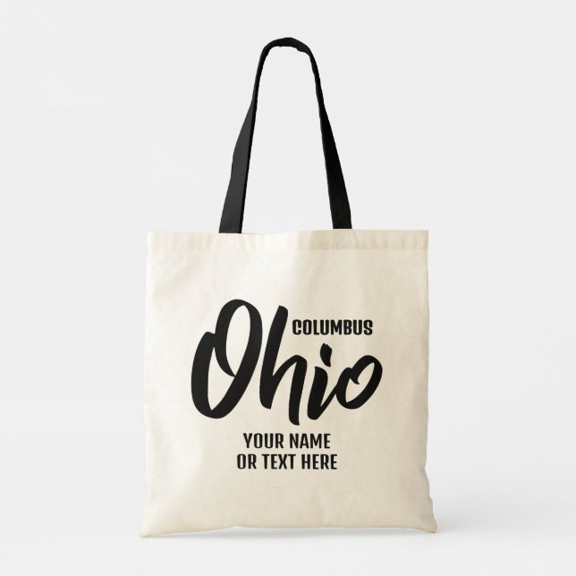 Bolsa Tote Localização Personalizada & Texto Ohio (Verso)