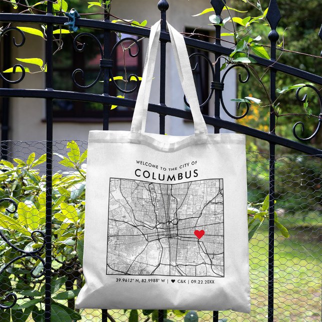 Bolsa Tote Localizador de Amor Columbus | Boas-vindas ao Casa (The more complete visual of what your final tote bag would look like in real life.)