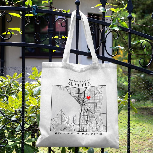 Bolsa Tote Localizador de Amor de Seattle | Casamento (The more complete visual of what your final tote bag would look like in real life.)