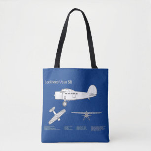 Bolsa Tote Lockheed Vega 5B - Planos de avião ABD