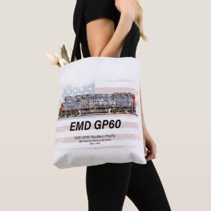 Bolsa Tote Locomotiva diesel EMD GP60 e bandeira americana