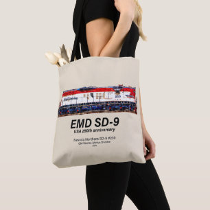 Bolsa Tote Locomotiva EMD SD-9 USA Aniversário de 250 anos Pa