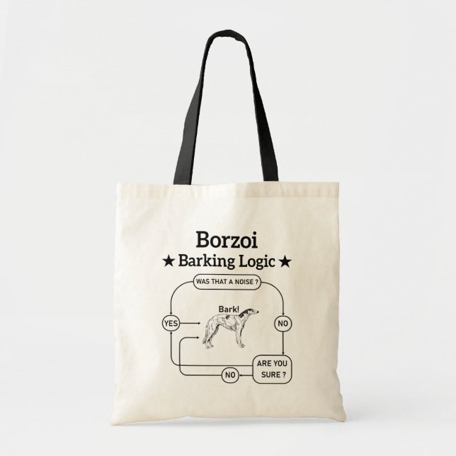Bolsa Tote Lógica de Latido de Borzoi Dono de Cachorro Engraç (Frente)