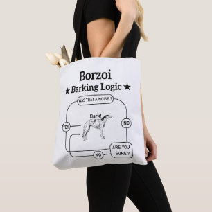 Bolsa Tote Lógica de Latido de Borzoi Dono de Cachorro Engraç