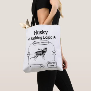 Bolsa Tote Lógica de Latido de Husky Engraçado Cachorro Siber