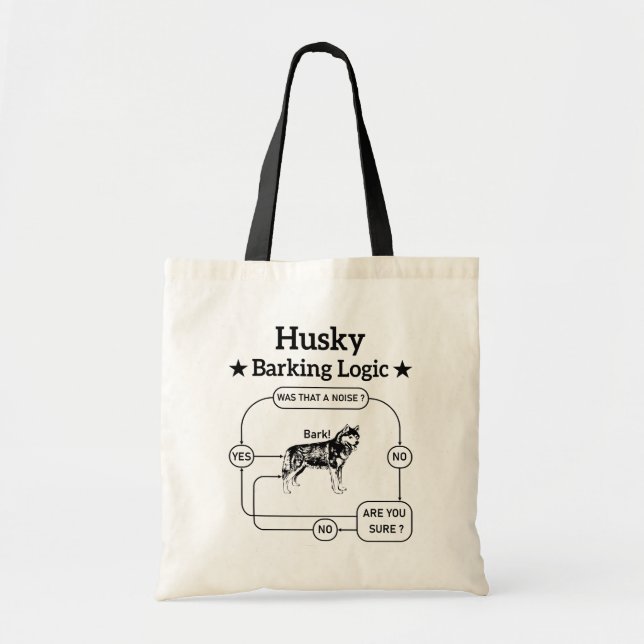 Bolsa Tote Lógica de Latido de Husky Engraçado Cão Siberiano  (Frente)