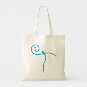 Bolsa Tote Logotipo 01, ciano/vermelho