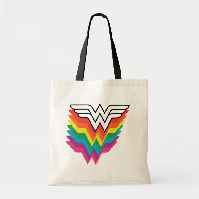 Bolsa Tote Logotipo Arco-Íris em camadas da Mulher Maravilha (Frente)