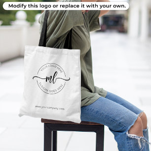 Bolsa Tote Logotipo Comercial Elegante Monograma Inicial Bran