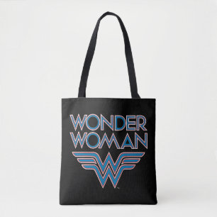 Bolsa Tote Logotipo da Mulher Maravilha Azul e Vermelho