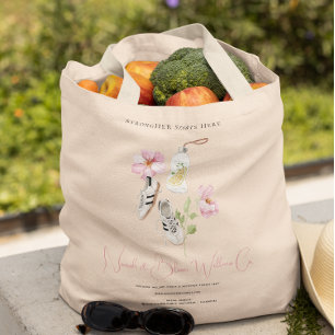Bolsa Tote Logotipo de Bem-Estar Floral Saúde Feminina & Fitn
