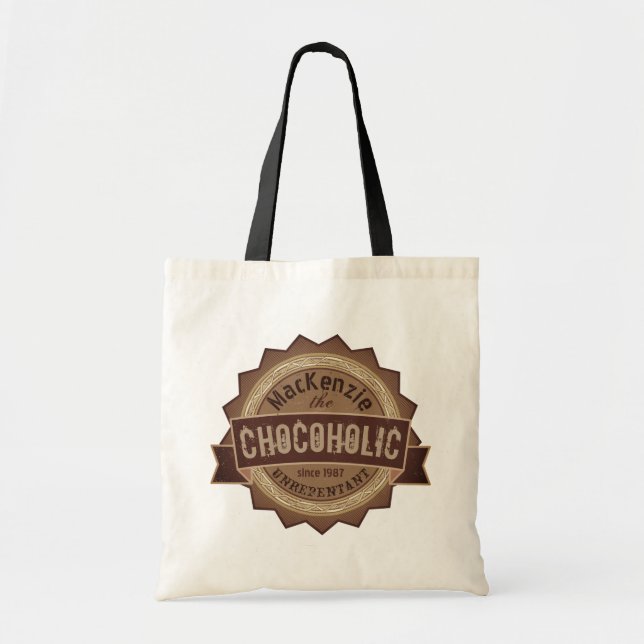 Bolsa Tote Logotipo de Brown do crachá do Grunge do amante do (Frente)