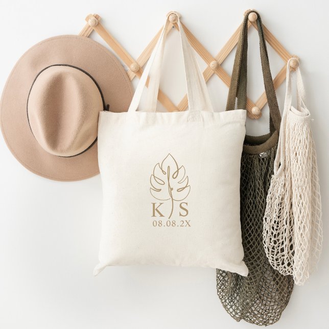 Bolsa Tote Logotipo de Casamento Monográfico Personalizado (Criador carregado)