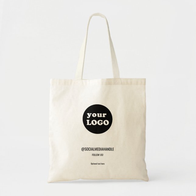 Bolsa Tote Logotipo de empresa personalizado branco mínimo (Frente)