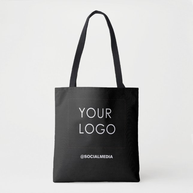 Bolsa Tote Logotipo de empresa personalizável preto moderno (Frente)