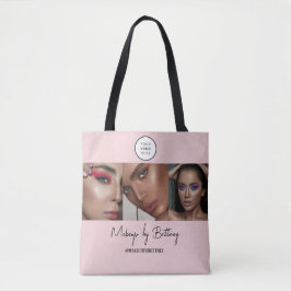 Bolsa Tote Logotipo de Foto de Estúdio de Maquiagem em Rosa C