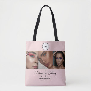 Bolsa Tote Logotipo de Foto de Estúdio de Maquiagem em Rosa C