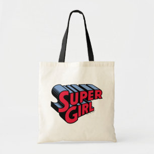 Bolsa Tote Logotipo de nome empilhado da Supergirl vermelha e