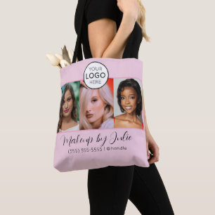 Bolsa Tote Logotipo de Roteiro Rosa e Estúdio de Maquiagem de